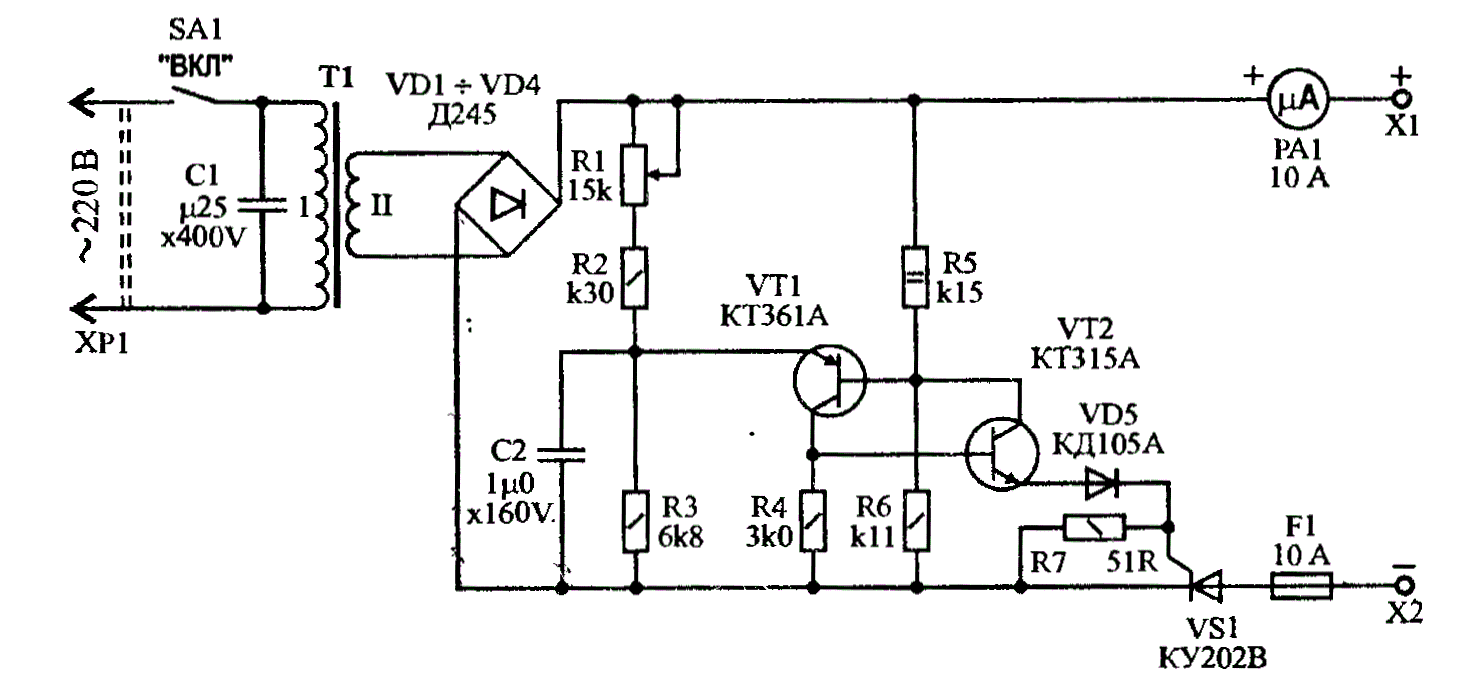 Схема зарядное устройство для акб с регулировкой тока и напряжения