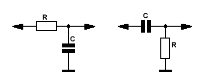 Схемы RC-фильтров первого порядка 