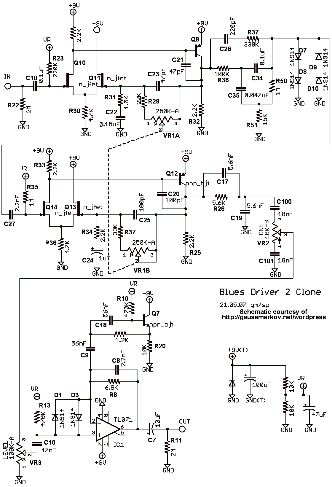 Схема BOSS Blues Driver BD-2 