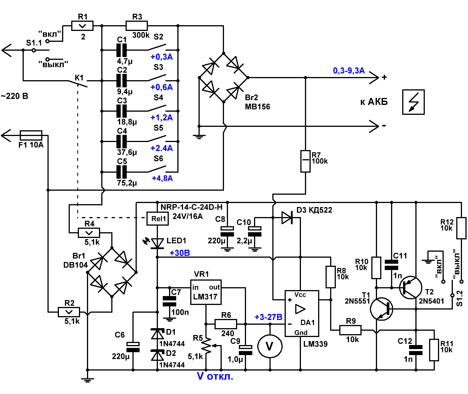 Автоматический зарядный выпрямитель ВЗА-80-110